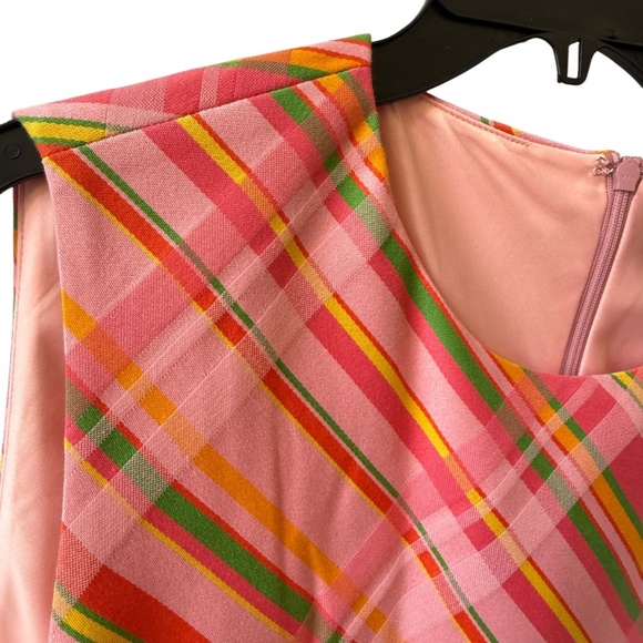 FRANCES VALENTINE LILLY SHIFT DRESS CANDY RIBBON PLAID NWT LG ELEGANT RETRO 60’s - Picture 4 of 12